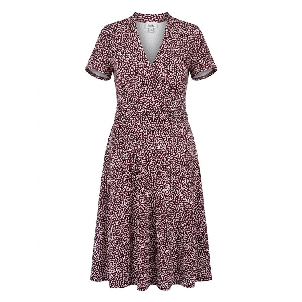 Leota Dress Womens 1XL Burgundy Pink Animal Print Faux Wrap Midi Whimsigoth